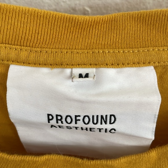 PROFOUND AESTHETIC Men's Death Of Me Short Sleeve Shirt Size M In Yellow - Picture 2 of 4